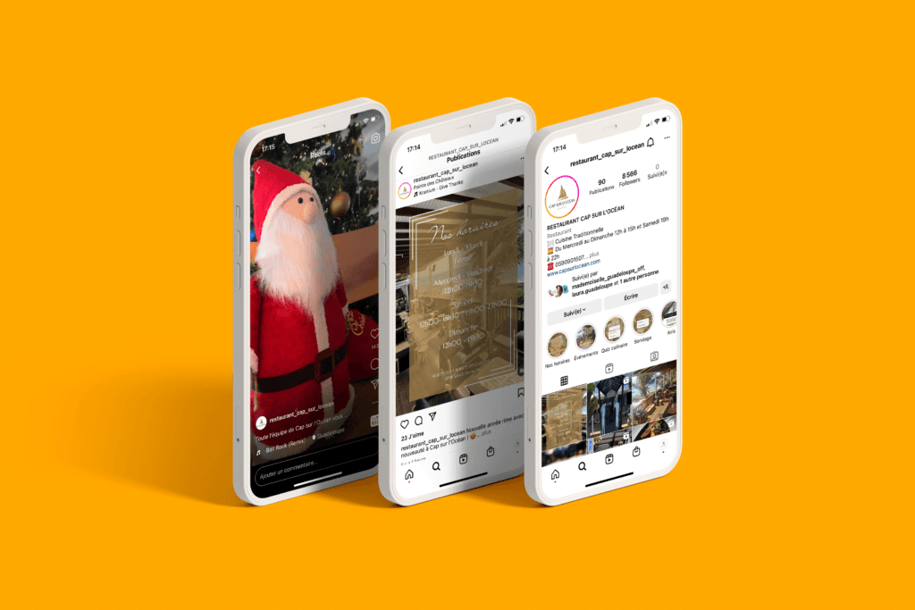 Père Noël sur fond orange.